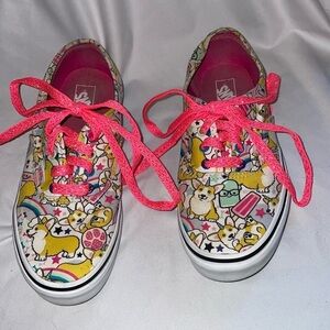 Vans Uni-Corgi Rainbow Popsicle Skate Sneaker Shoes Hot Pink Glitter Laces 6